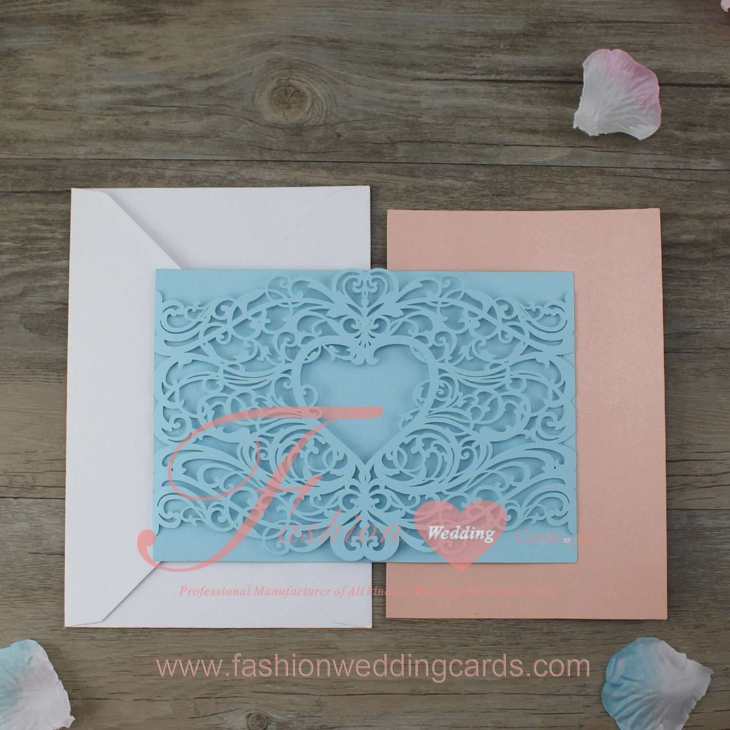 Laser Cut Heart Personalised Wedding Invitations Cards